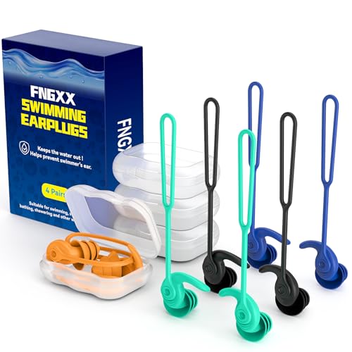 Multicolored Waterproof Reusable Silicone Swim Ear Plugs - 4 Pairs for Adults & Teens