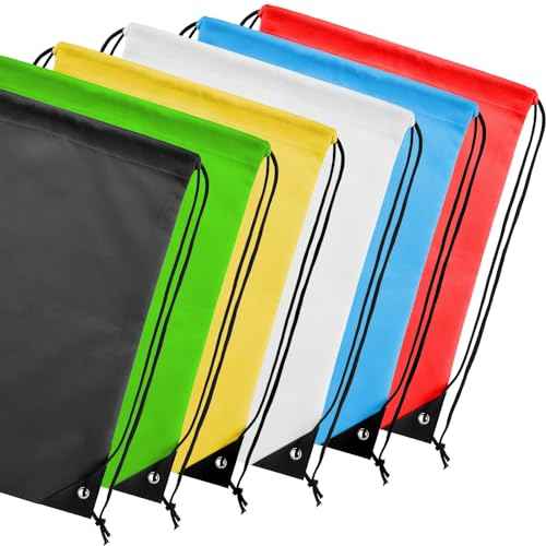 6Pcs Drawstring Backpacks Bulk String Bag Cinch Sack Pack Storage Knapsack Polyester Gift Bags Sports Drawstring Bags for Trip Gym Party Bags(6 Colors)
