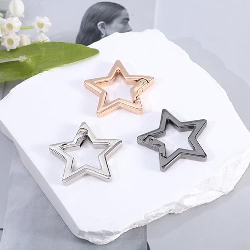 1pc Silver Star Shaped Stainless Steel Keychain Clip Carabiner Snap Hook Holder,Carabiner Hook Clip Key Holder Carabiner Clip for Keys and Wallet Accessory,Accessory and Keychain Carabiners