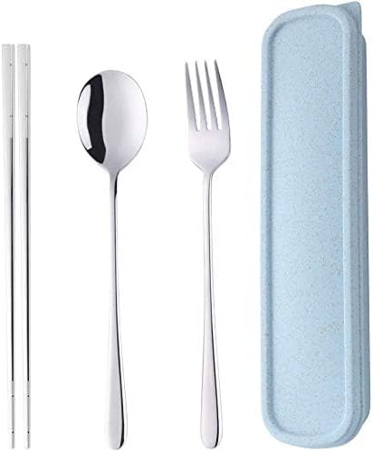 3 PCS Outdoor Flatware Set Fork Spoon Chopsticks/Travel Flatware Set with a Case