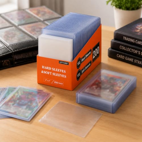 1000 Card Sleeves Hard Plastic Protector Set 3x4 Inches with Variation 500 Pcs + 500 Pcs Clear