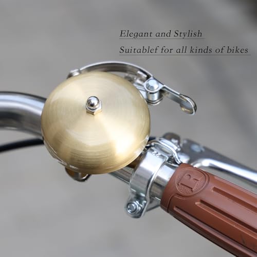 Bike Bell Bicycle Bell for Adult Bikes Brass Bike Bells Produced a Clear and Resonant Ringing Sound Fit for Handlebar 22.2-31.8mm City Bikes Cruisers Road Bikes MTB Bike Accessories