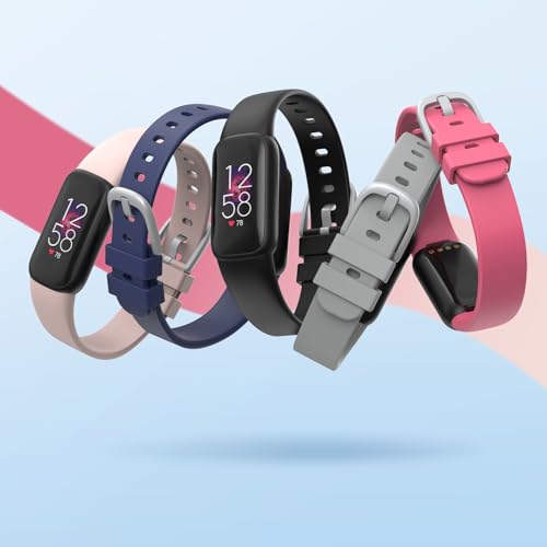 Waterproof Fitbit Luxe Watch Bands 2 Pack Large Black Wrist Straps for Women Men