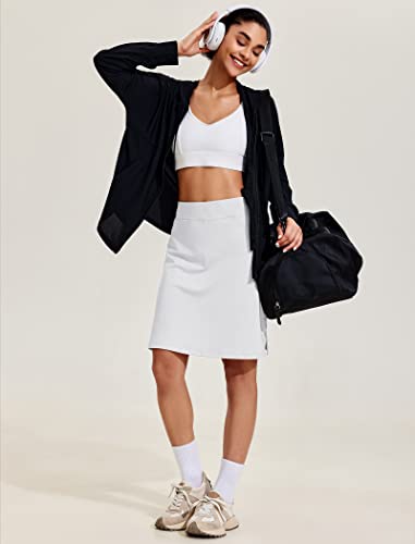 Women's 20-Inch High-Waisted Golf Skorts with Pockets - Large White