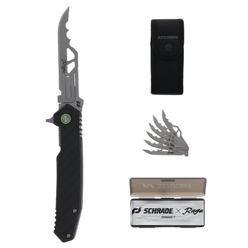 Schrade Delta Class Phantom Enrage 7 with Replaceable Blade Functionality, Carbon Fiber Handle for Outdoor Survival and Hunting