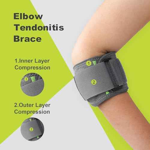 Elbow Brace 2 Pack Tennis & Golfer¡¯s Elbow Compression Sleeve for Men Women Adjustable Elbow Support Elbow Tendonitis brace for Arthritis, Bursitis, Sprains, and Strains