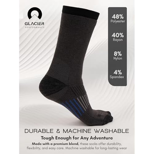 Men's Cushioned Moisture-Wicking Crew Socks (4-Pack) Mid-Weight Work Socks Moisture-Wicking, Arch Support, Fits Sizes 6-12