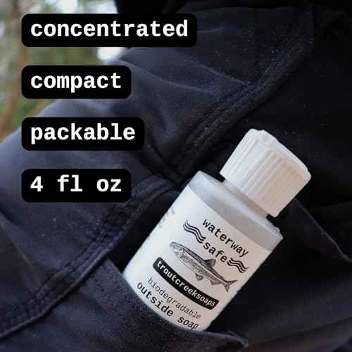 Biodegradable Outside Soap for Fishing & Hiking. Waterway Safe, Fragrance Free Formula (4 fl oz) Made in the USA.