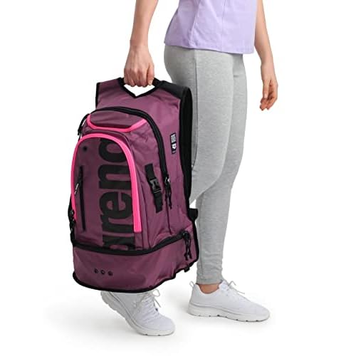ARENA Unisex Adult Fastpack 3.0 Swimming Athlete Sports Backpack for Swimming Training Gear Gym Bag for Men and Women, 40 Liters, Plum/Neon Pink