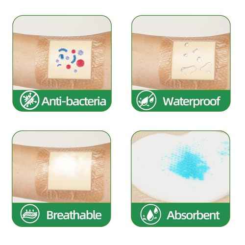 Jointown Foam Wound Care Dressing, Adhesive Silicone Foam Dressing with Border, Waterproof Bed Sore Bandages, 3"x3", 5 PCS