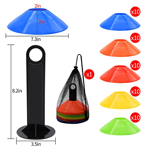 100PCS Soccer Cones Set with Carry Bags and Holders - Bright Colors for Training