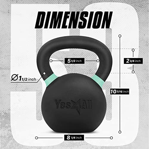 Yes4All Kettlebell Cast iron/Powder Coated Kettlebell Bundle 44LB + 53LB - Easy Grip Handle for Strength Training, Home Gym
