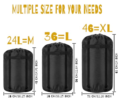Black 24L Compression Stuff Sack 2-Pack for Sleeping Bags & Gear