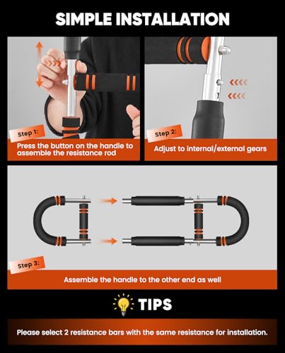 Saker PowerTwist Arm Trainer 30-120LB Adjustable Forearm Strengthener for Home Gym Orange-Black