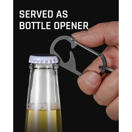 TISUR Titanium Carabiner Keychain Clip, Anti-Lost Key Ring Holder, Self-Locking Metal Gate Clip Key Chain Bottle Opener for Men Women