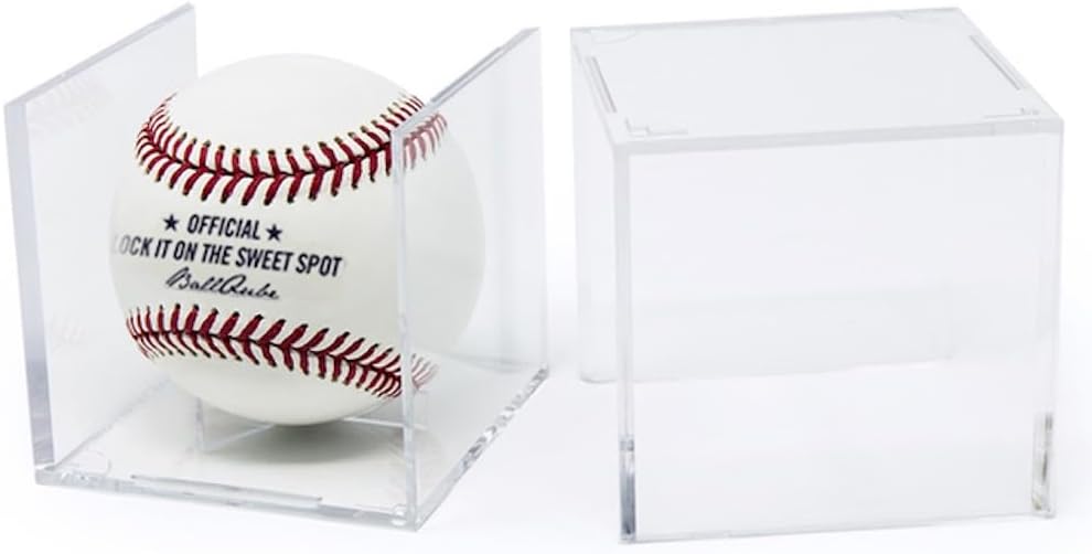 BallQube Baseball Display Case, UV Protected Square Clear Baseball Cube Memorabilia Display & Storage Sports Baseball Display Box Holder