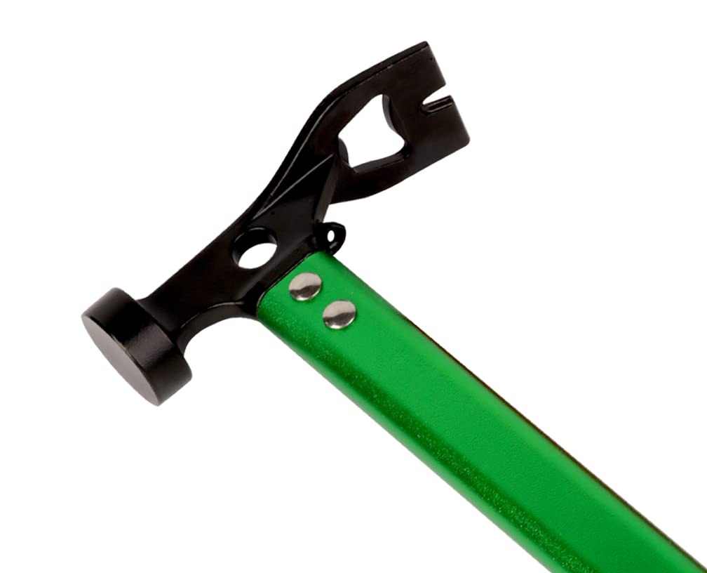 12'' 8pcs Tent Stakes and 12" Carbon Steel Aluminum Camping Hammer Green