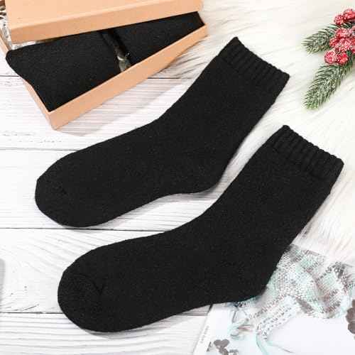Sintege 2 Pairs Winter Thermal Fuzzy Socks Heated Thick Insulated Socks Men Women for Ski Hiking