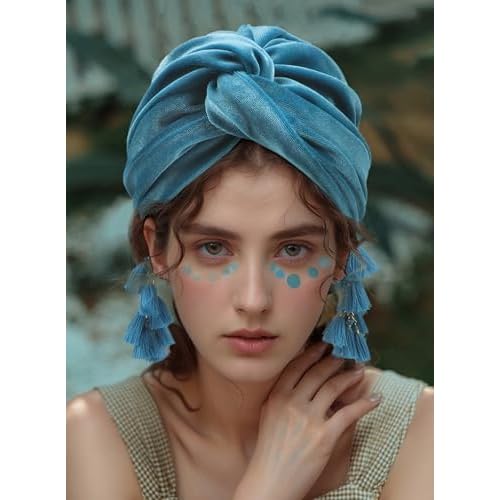 Women Turban,Cozy Polyester Velvet Turban Hats,Indian Turbans Hats Head Wraps Beanie,African Cap for Women