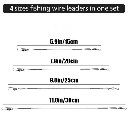 Tgpiao 80Pcs Fishing Leaders,Nylon-Coated Fishing Line Wire Leaders with Swivels and Snaps Connect Lures Rig or Hooks, for Saltwater and Freshwater,Fishing Gift,4Size (Silvery)