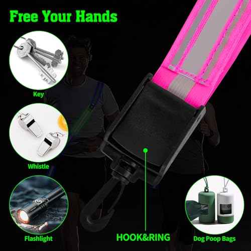 LED Reflective Belt Sash,6 Colors & 3 Light Modes High Visibility Night Rechargeable Safety Belt Adjustable Reflective Running Gear for Men Women Running Cycling Walking and Dog Walking