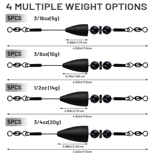 Pre-Rigged Carolina Rig for Bass Fishing - Black / 3/4oz