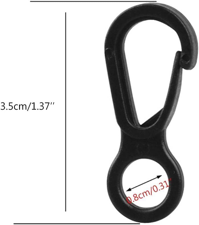 10Pcs Black Plastic Multifunction Snap Clip Hook Camping Carabiner Buckle,Camping Equipment Tent Buckle Clips Tent Hooks for Lights Hanging to Canopy Outdoor Tent Accessories and Keychain Carabiners