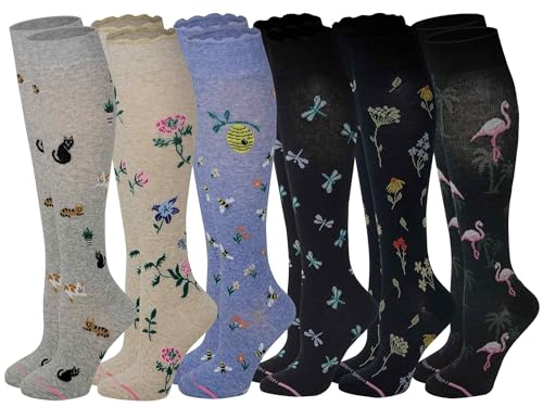 Women's Assorted Graduated Compression Socks Pack of 6 Pairs - Therapeutic Support