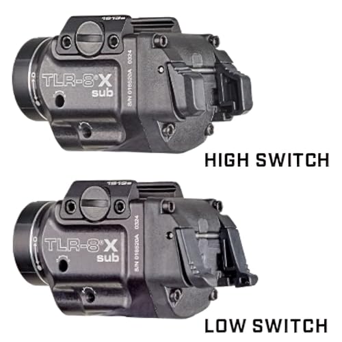 Streamlight 69411 TLR-8X sub 500-Lumen Rail-Mounted Tactical Weapon Light with Integrated Red Aiming Laser Exclusively for Glock 43X/48 MOS/Rail Only, Black