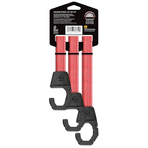 GEAR AID Holdfast Bungee Strap, Organize Your Garage and Gear for Biking, Camping, Hunting, Exercise, Paddling and More, Orange Reflective, Multipack 20-30-40” Lengths