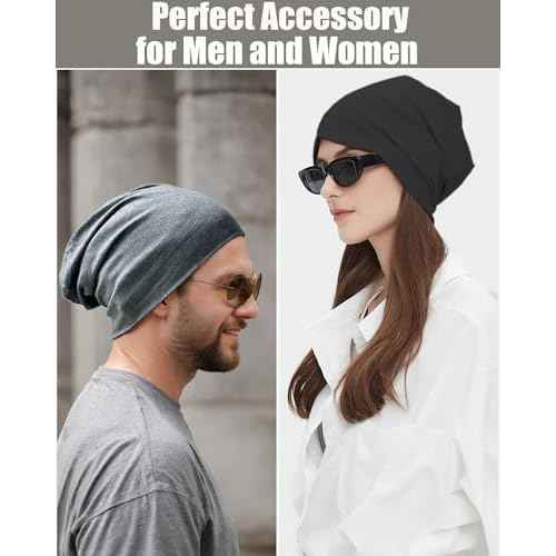 Summer T-Shirt Cotton Slouchy Beanie for Women Men Fashion Style Soft Hipster Daily Hat Lightweight Skull Sleep Cap