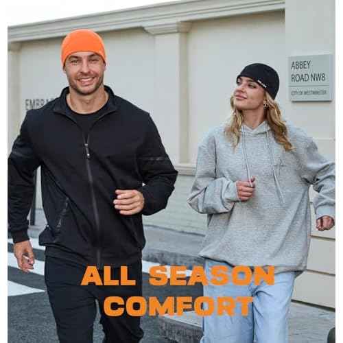 MELASA Lightweight Warm Running Winter Hat with Reflective Accents, Unidirectional Moisture Wicking Skull Caps for Men Women