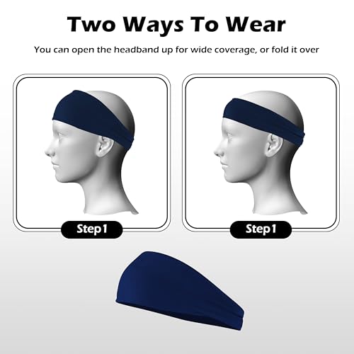 Men's Lightweight Summer Headbands - Black, Pack of 6