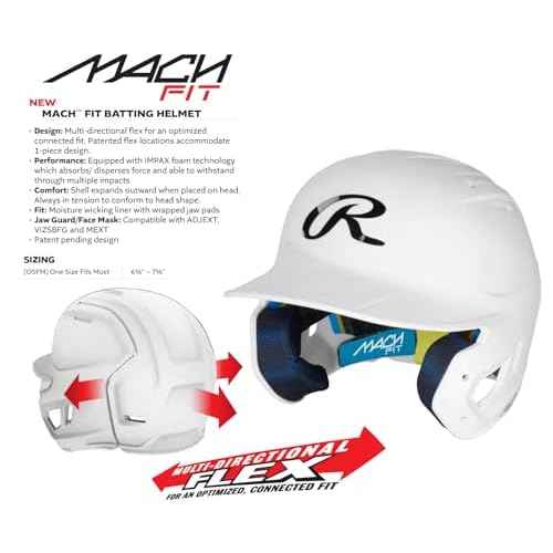 Rawlings | MACH FIT Baseball Batting Helmet | Multi-Directional Flex | Fits 6 3/8" - 7 5/8" | Multiple Colors
