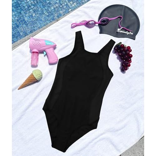 beautyin Girls One Piece Swimsuits Size 7-16 Athletic Racerback Bathing Suit