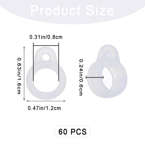 GORGECRAFT 1 Box 60PCS White Anti-Lost Silicone Rubber Rings Holder Silicone Pendant Multipurpose Adjustable Cases 8mm Necklace Lanyard Replacement Carrying Kit for Key-Ring Pendant