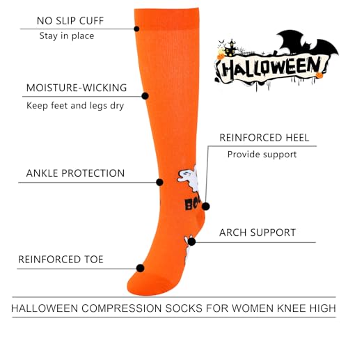 Junely Compression Socks for Women Knee High Stockings Halloween01