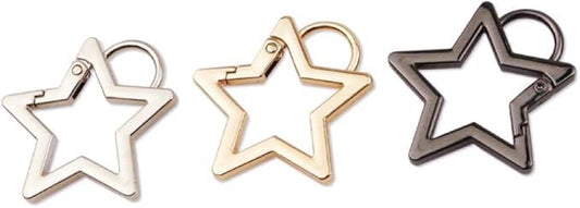 3 Pcs Star Shaped Stainless Steel Keychain Clip Carabiner Snap Hook Holder Star Carabiner Hook Clip Key Holder Carabiner Clip for Keys Wallet with Key Chain Rings Accessories (S) (Black,Silver,Gold