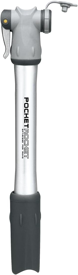 Topeak Pocket Rocket Bike Pump, Silver/Black, 8.7” x 1.7” x 1.0”