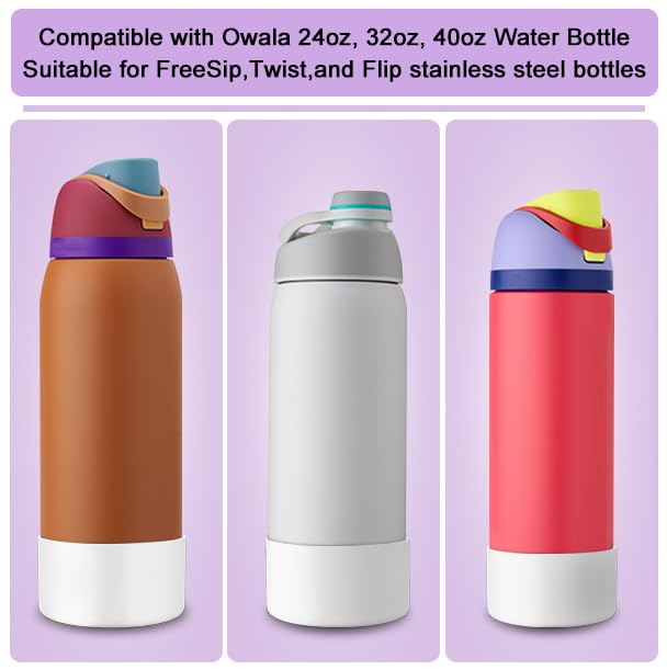 Silicone Boot for Owala Water Bottle 32 oz, Anti-Slip Protective Sleeve for FreeSip/Twist/Flip Water Bottles, BPA Free, Bottom Bumper Cover Protects water bottles from scratches (White, 32oz)