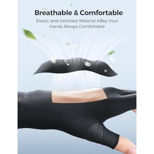 FREETOO Copper Arthritis Gloves for Pain Relief, Strengthen Compression Gloves to Alleviate Hand Pains,Swelling, Fingerless Computer Typing Gloves for Rheumatoid, Tendonitis Women/Men S-Size