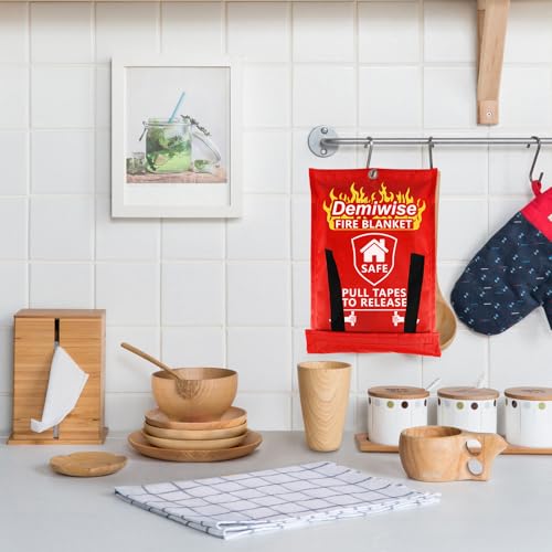 Emergency Fire Blanket 2-Pack 40x40 Inches for Home Kitchen Safety - Flame-Resistant