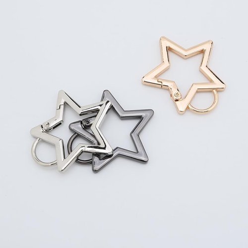 Gun Black Star Shaped Stainless Steel Keychain Clip Carabiner Snap Hook Holder Star Carabiner Hook Clip Key Holder Carabiner Clip for Keys and Wallet with Key Chain Rings,Accessory,Keychain Carabiner