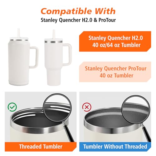40 oz Tumbler Flip Straw Lid for Stanley Cup Accessories, 2 Pack Leak Proof Stanley Lid Replacement 40 oz for Stanley Quencher