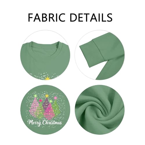 Christmas Sweatshirts for Women Christmas Tree Long Sleeve Shirt Merry Xmas Holiday Sequin Pullover Tops