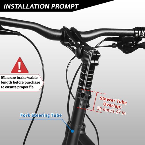 BUCKLOS Bike Stem Riser Extender MTB, 1-1/8" 28.6mm Bike Fork Stem, Handlebar Stem Aluminum Adapter for Mountain Bike, Road Bike, MTB, BMX
