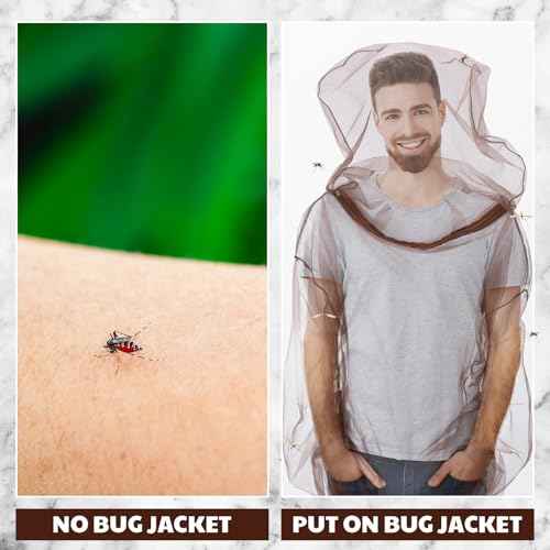2 Pack Mosquito Jacket Insect Protection Mosquito Repellent Clothing Unisex Adjustable Size Breathable Suit Invisible Net Light Keep Safe Cool for Camping Outdoor Activities