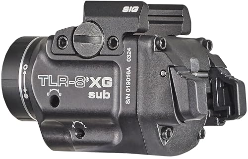 Streamlight 69437 TLR-8 X G sub 500-Lumen Rail-Mounted Tactical Weapon Light with Integrated Green Aiming Laser Exclusively for Sig Sauer P365/XL Closed Rail Systems Only, Black