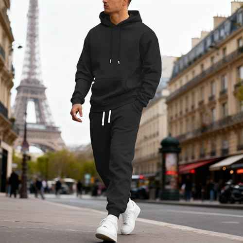 Mens Track Suits 2 Piece Set Long Sleeve Hoodies and Sweatpants Cotton Sweatsuits Sets Athletic Training