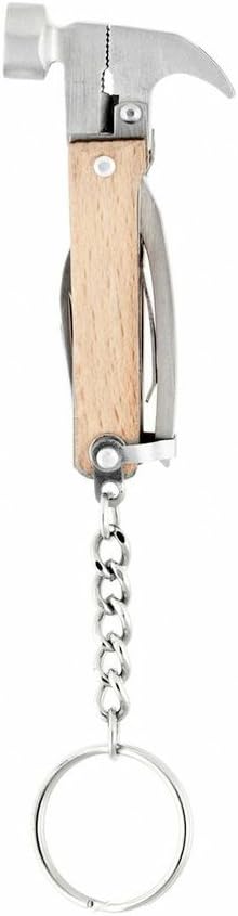 Kikkerland 10 in 1 Pocket Compact EDC Gear Equipment Stainless Steel Multi-Tool, White, Wood Handle, for Outdoors, Camping Tool Accessories Survival
